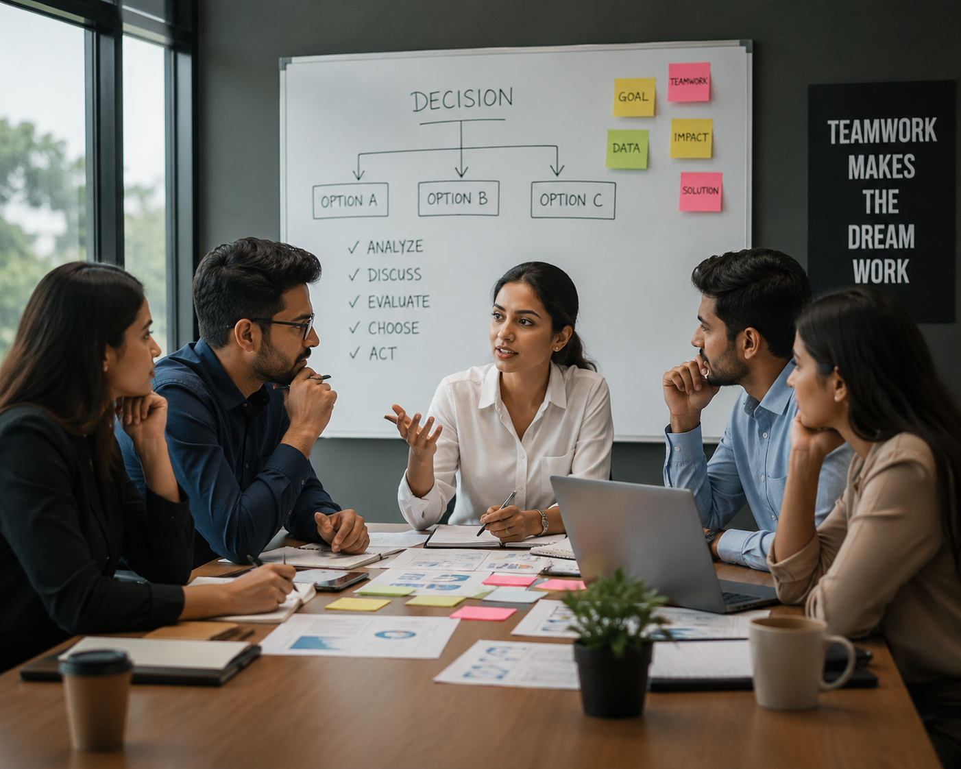 Team collaborating on data analytics